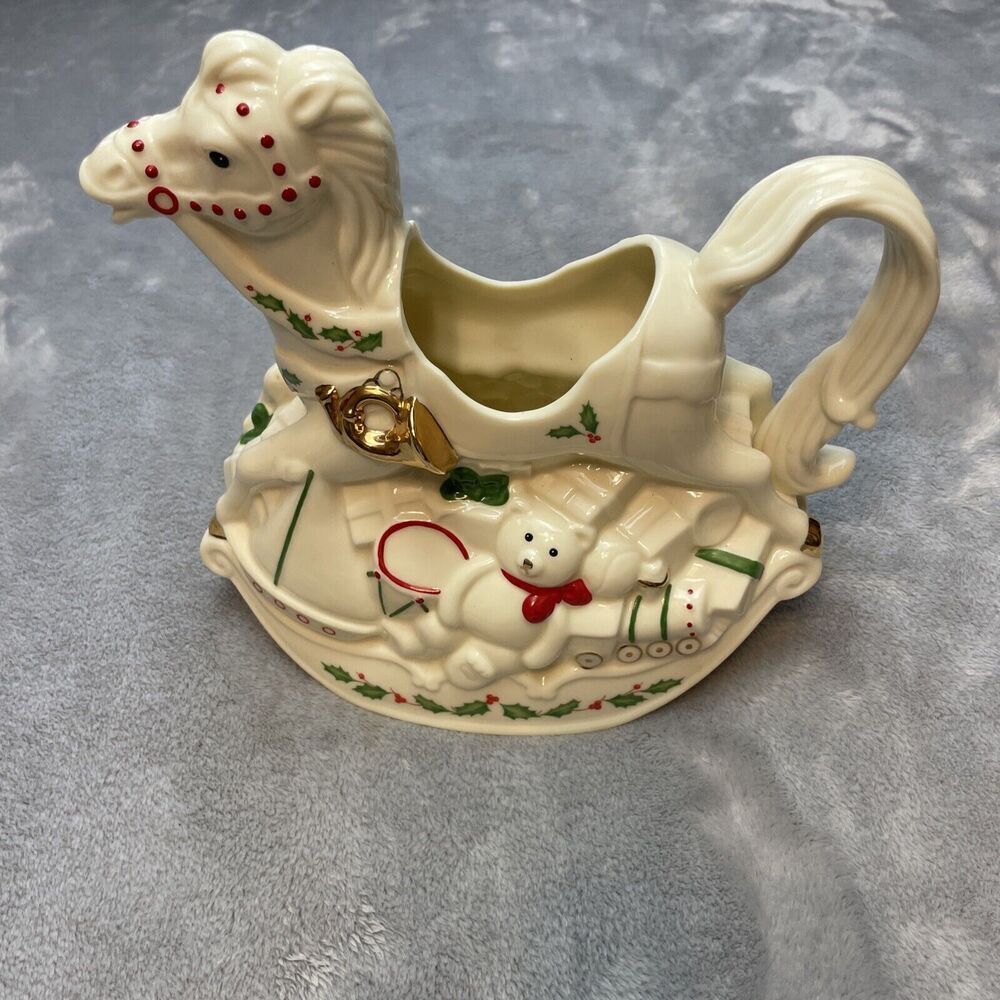 Lenox Christmas Rocking Horse Vase Teapot Santas Holiday Toy Shop‎ *No Lid*